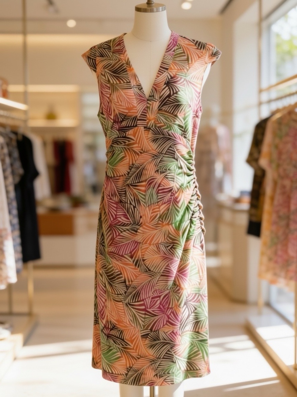 Metrostyle Vibrant Leaf Print Dress
